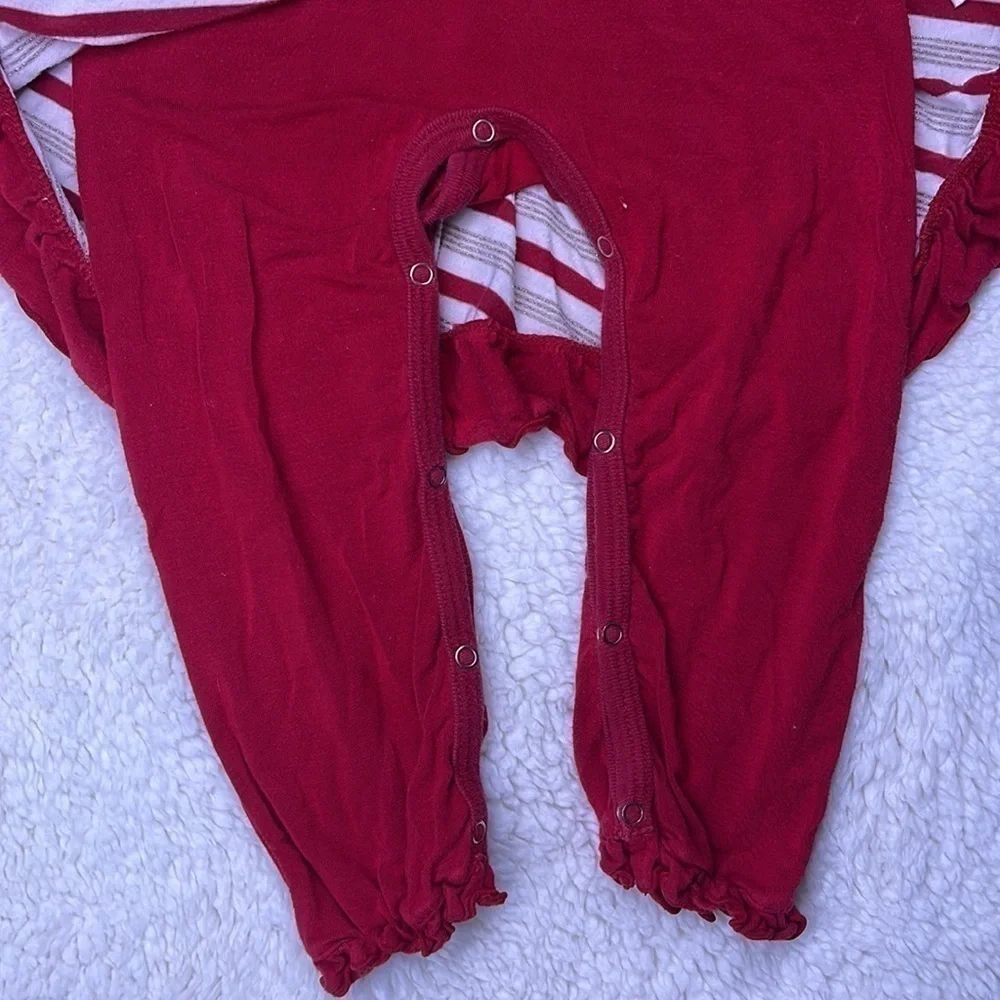 KicKee Pants Holiday Inspired Romper Dress with Button Pants sz 12-18 months